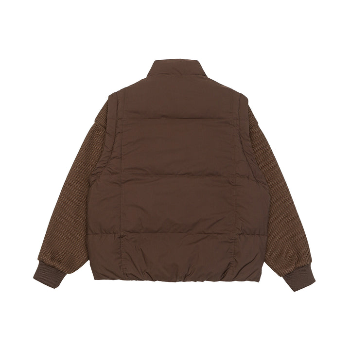 Herren Gefütterte Hybrid‑Steppjacke mit Strickärmeln und hohem Stehkragen Echoarchiv