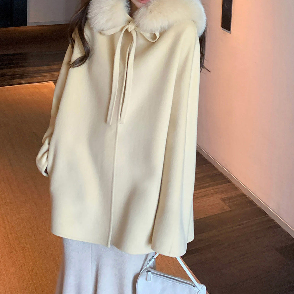 Damen Elegante und warme Übergangsjacke mit fellbesetztem Kragen Echoarchiv