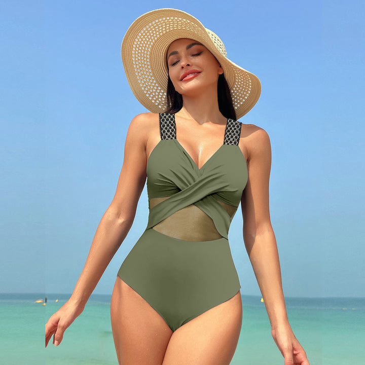 Damen Einteiliger Badeanzug mit stylishen Mesh-Elementen Echo Archiv