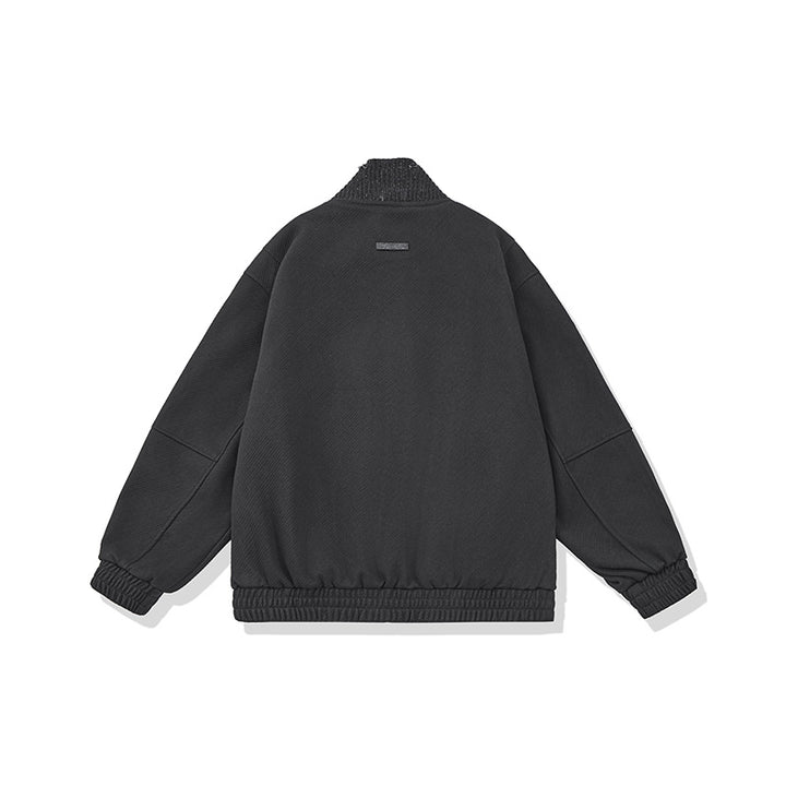 Unisex Boxy-Strickmix Übergangsjacke mit hohem Rippenkragen und elastischem Saum Echoarchiv