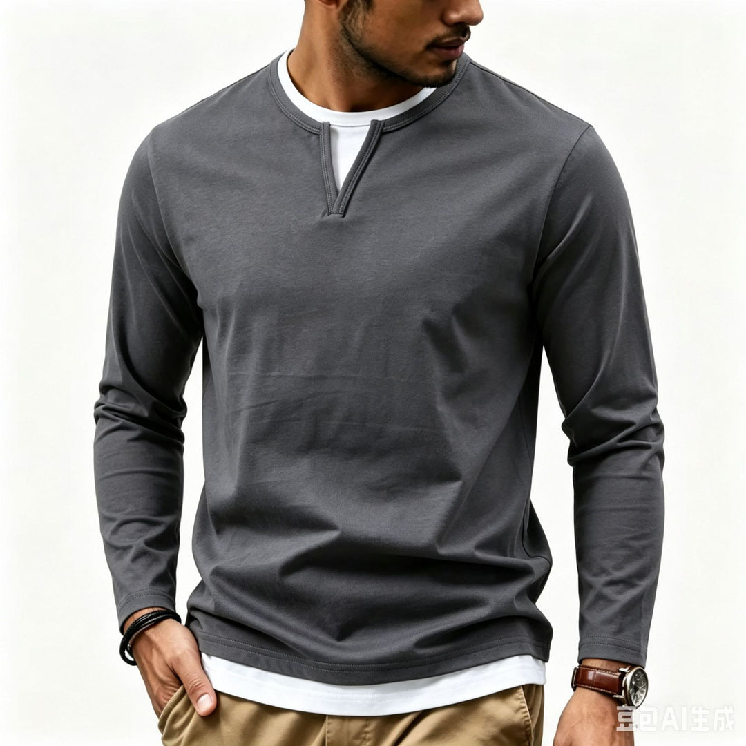 Herren Langarmshirt mit Schlitzkragen und schmaler Komfort-Passform Echo Archiv