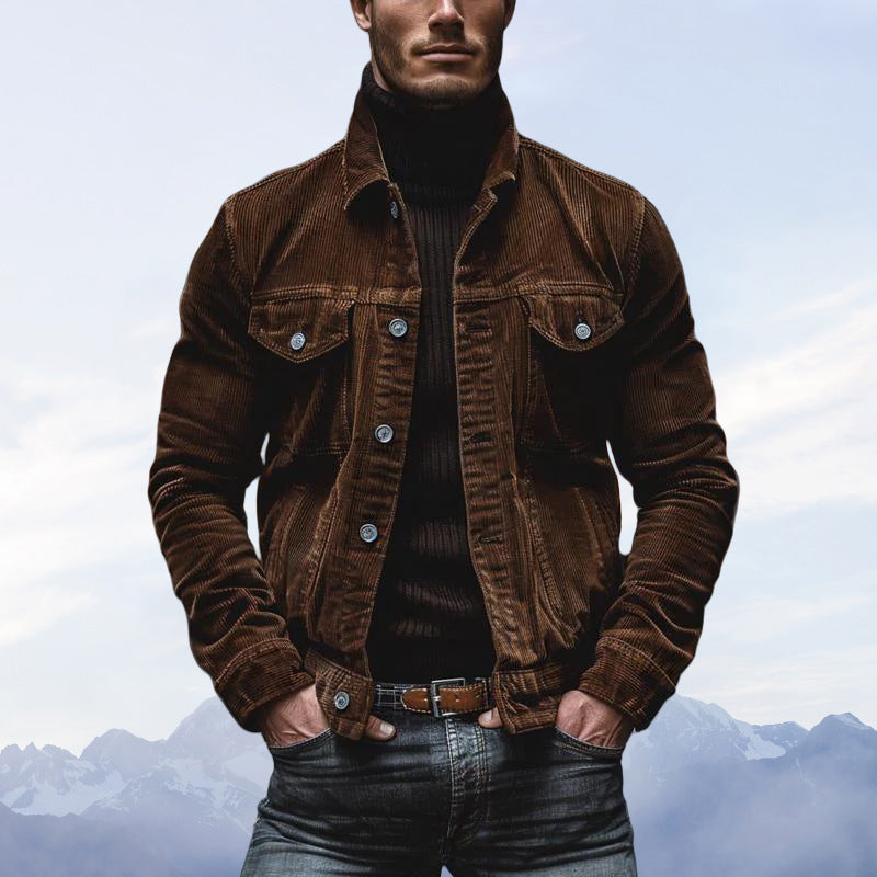 Herren modische Kordjacke mit praktischen Taschen und klassischem Schnitt Echoarchiv