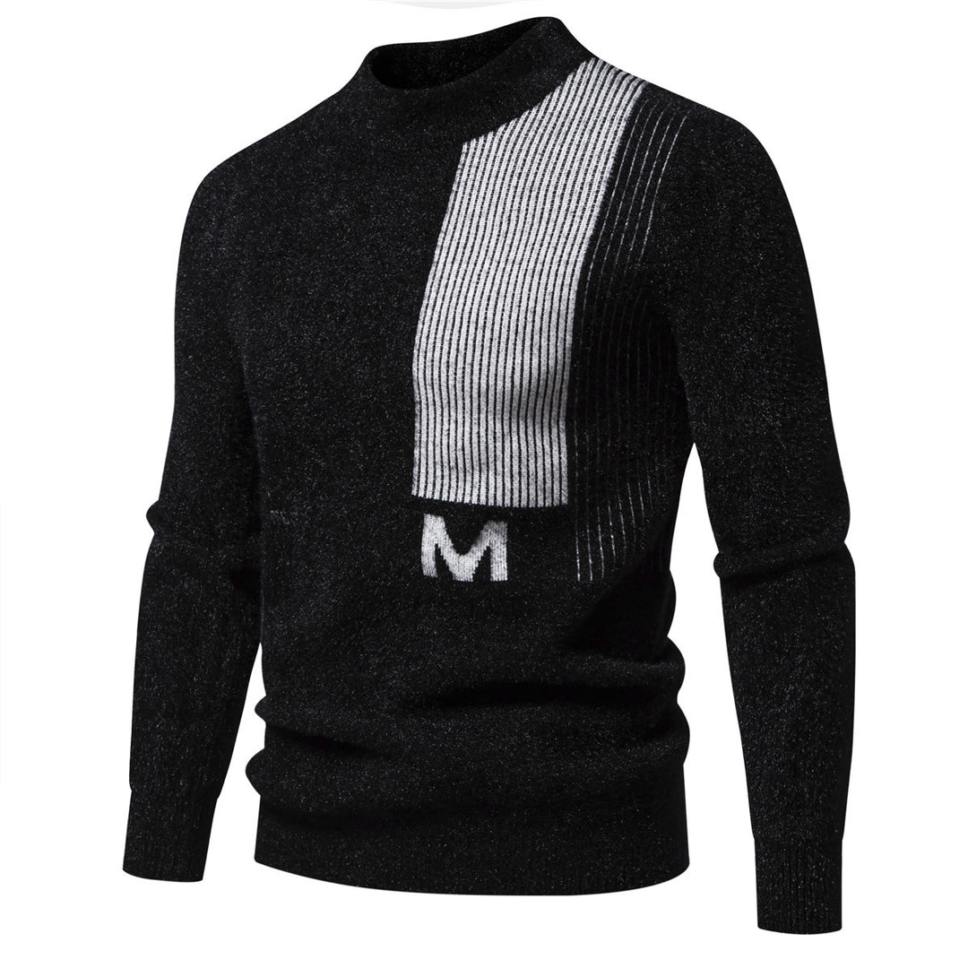 Herren Hochwertiger Strickpullover mit modernem Stehkragen und strukturiertem Design Echoarchiv