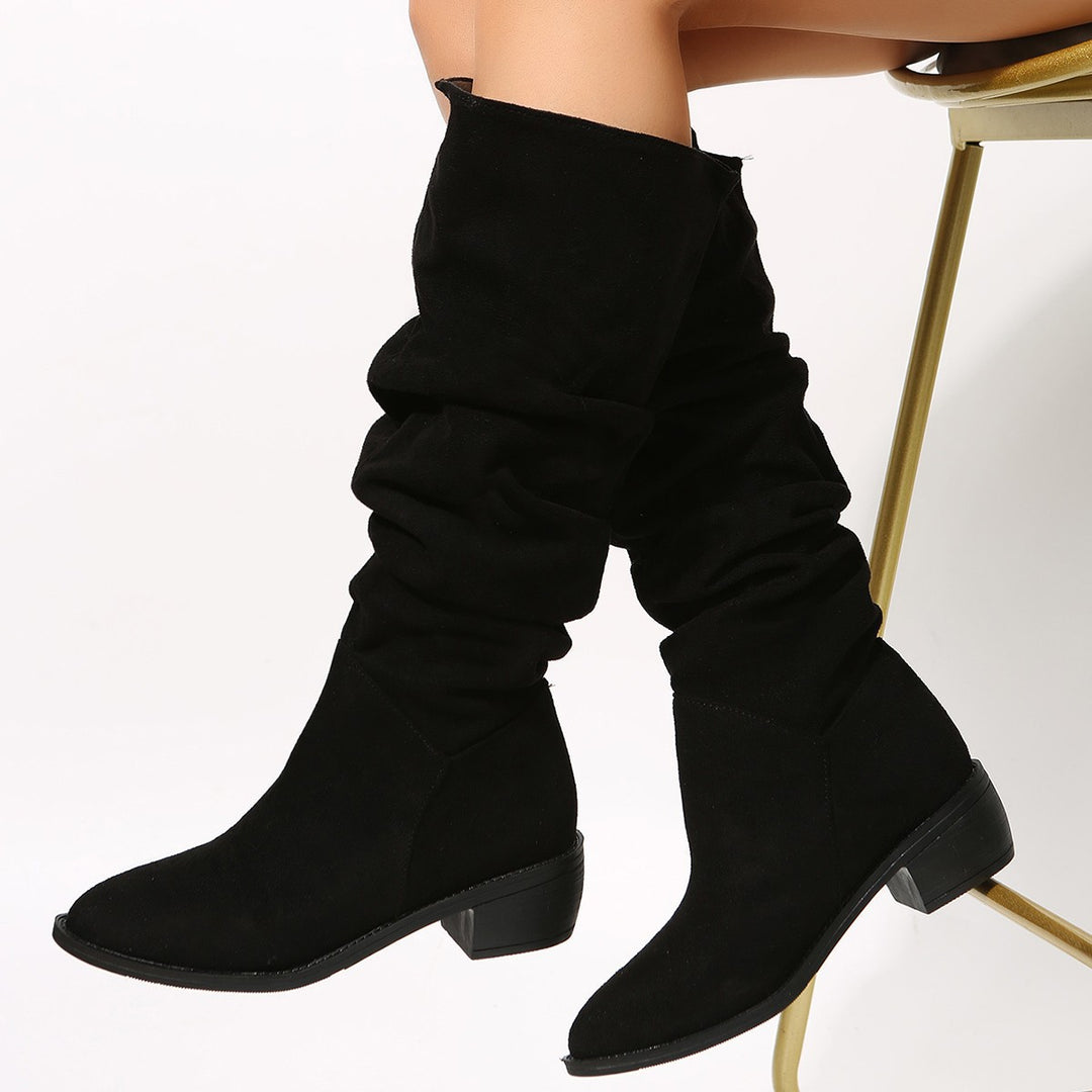Damen Schlupf-Stiefel mit Slouchschaft und niedrigem Blockabsatz Echo Archiv