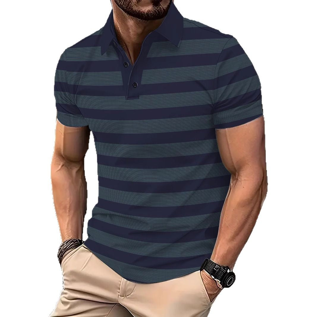 Herren Kurzarm Poloshirt mit gestreiftem Design und atmungsaktivem Stoff Echoarchiv