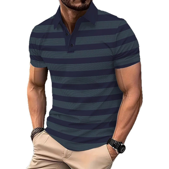 Herren Kurzarm Poloshirt mit gestreiftem Design und atmungsaktivem Stoff Echoarchiv