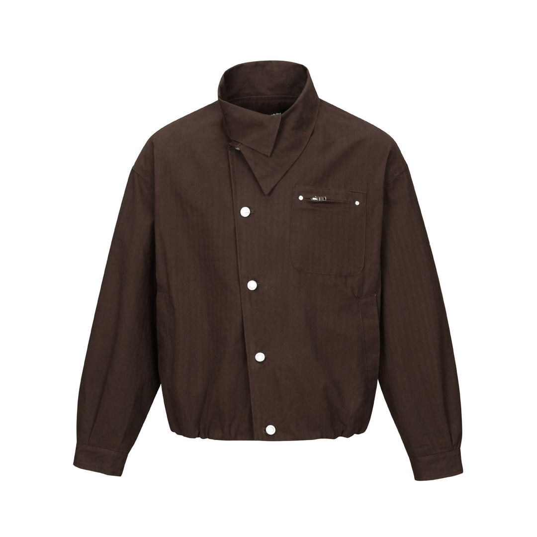 Herren Kurz geschnittener Canvas‑Blouson mit hohem Stehkragen und Druckknopfleiste Echoarchiv