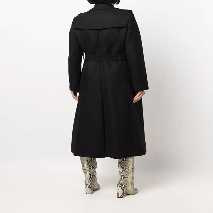 Damen Gehrock-Mantel im Trenchcoat-Stil mit betonter Taille und Schulterriegel Echoarchiv