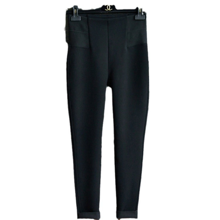Damen Hochtaillierte schmale Stretchhose mit nahtlosem Bund und konischem Bein Echo Archiv
