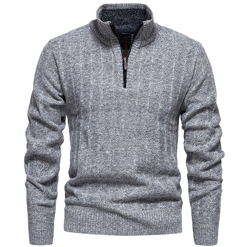 Herren nan gerippter Troyer-Pullover mit Halbzip, Zopfmuster und wärmender Innenverarbeitung Echo Archiv