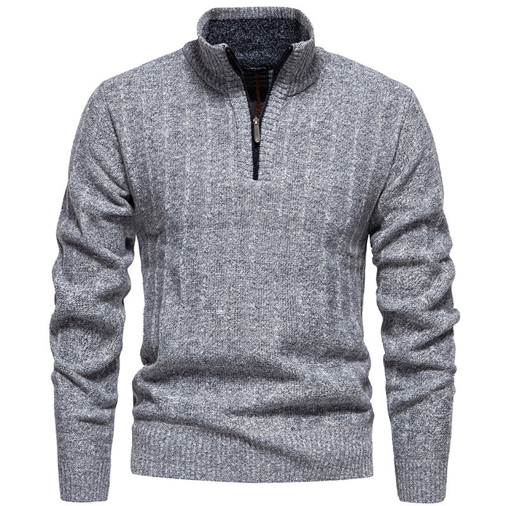 Herren nan gerippter Troyer-Pullover mit Halbzip, Zopfmuster und wärmender Innenverarbeitung Echo Archiv