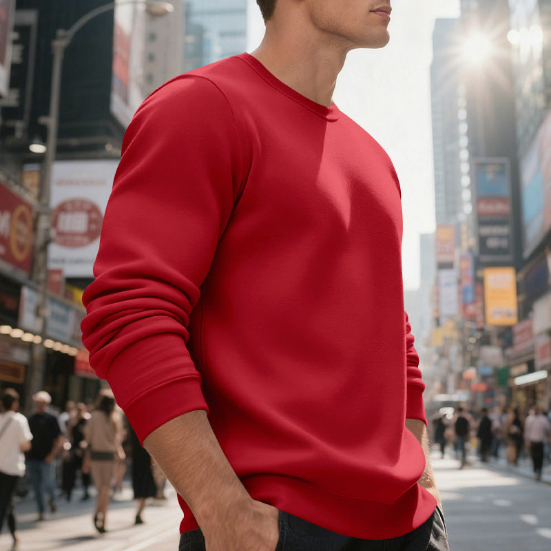 Herren lässiger Rundhals-Sweatshirt aus hochwertigem Baumwollmix mit strukturiertem Material Echoarchiv