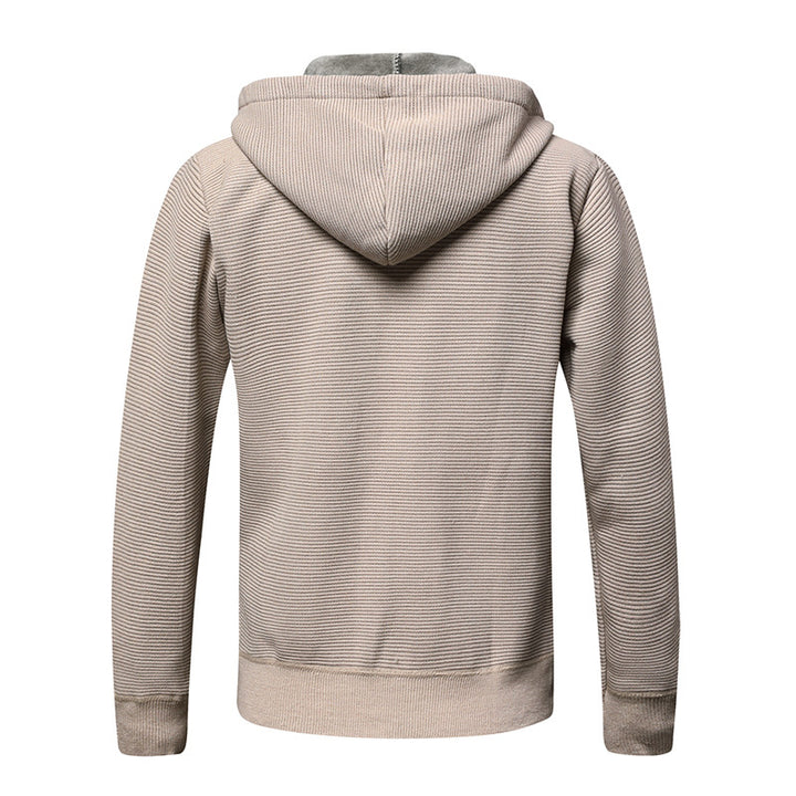 Herren fleecegefütterte Kapuzenjacke mit modischem Rippdesign Echoarchiv