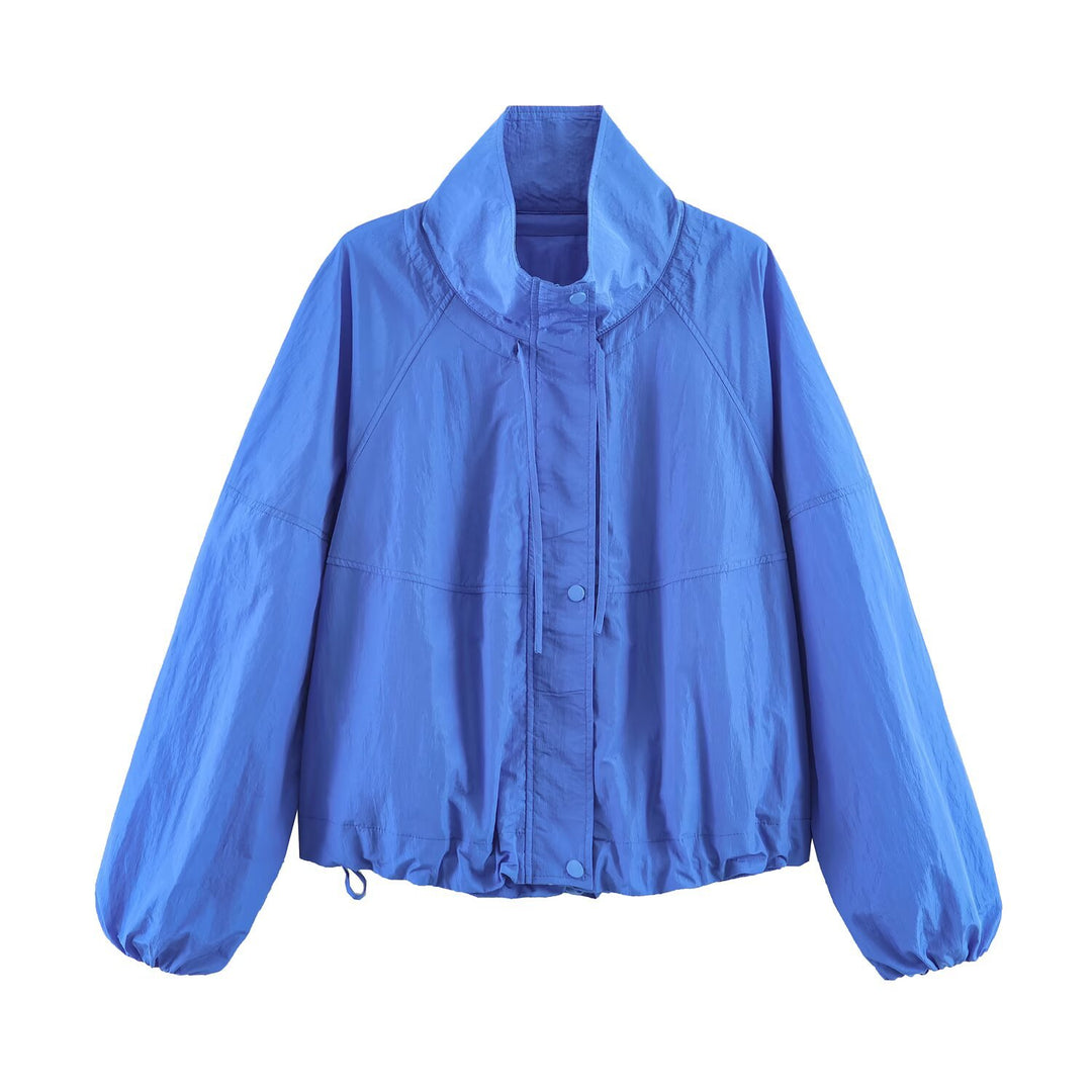 Damen Leichte Windbreakerjacke mit hohem Stehkragen, Tunnelzugsaum und Raglanärmeln Echo Archiv