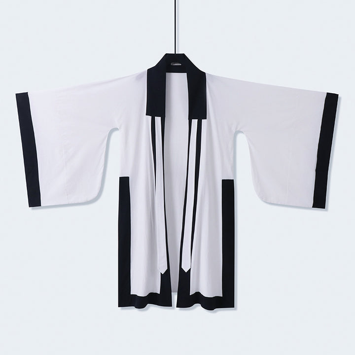 Unisex Oversize Kimono-Cardigan mit Kontrastblende, Bindeband und aufgesetzten Taschen Echoarchiv