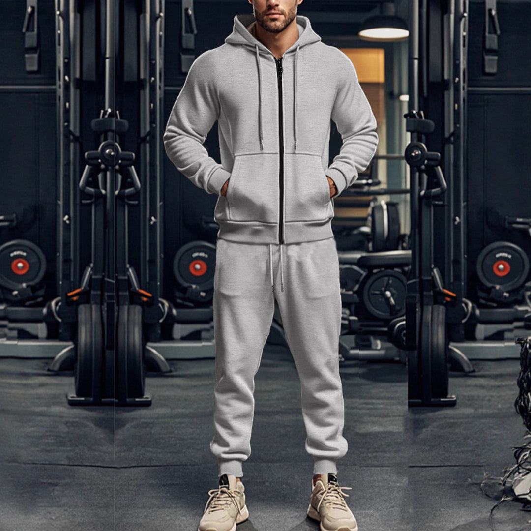 Herren sportliches Hoodie- und Jogginghose-Set mit durchgehendem Reißverschluss und elastischem Bund Echoarchiv