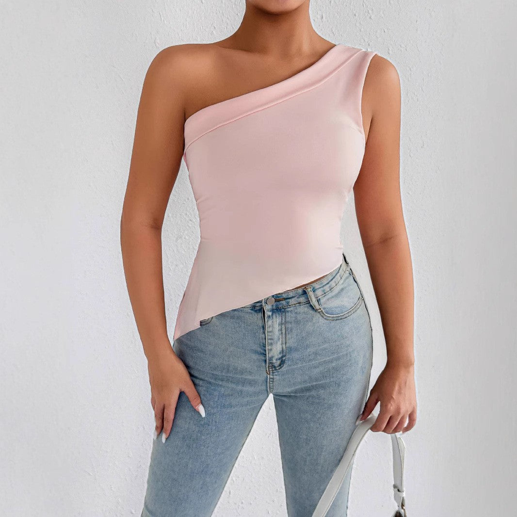 Damen Elegantes asymmetrisches Top mit einem Schulterdesign Echo Archiv