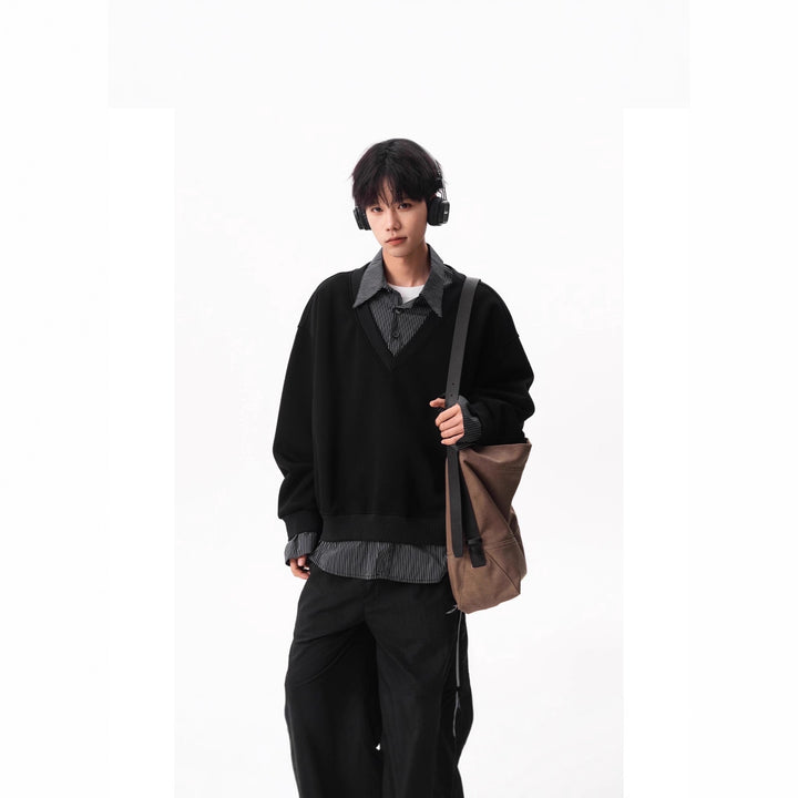 Herren Lässiger V-Neck Pullover Echoarchiv