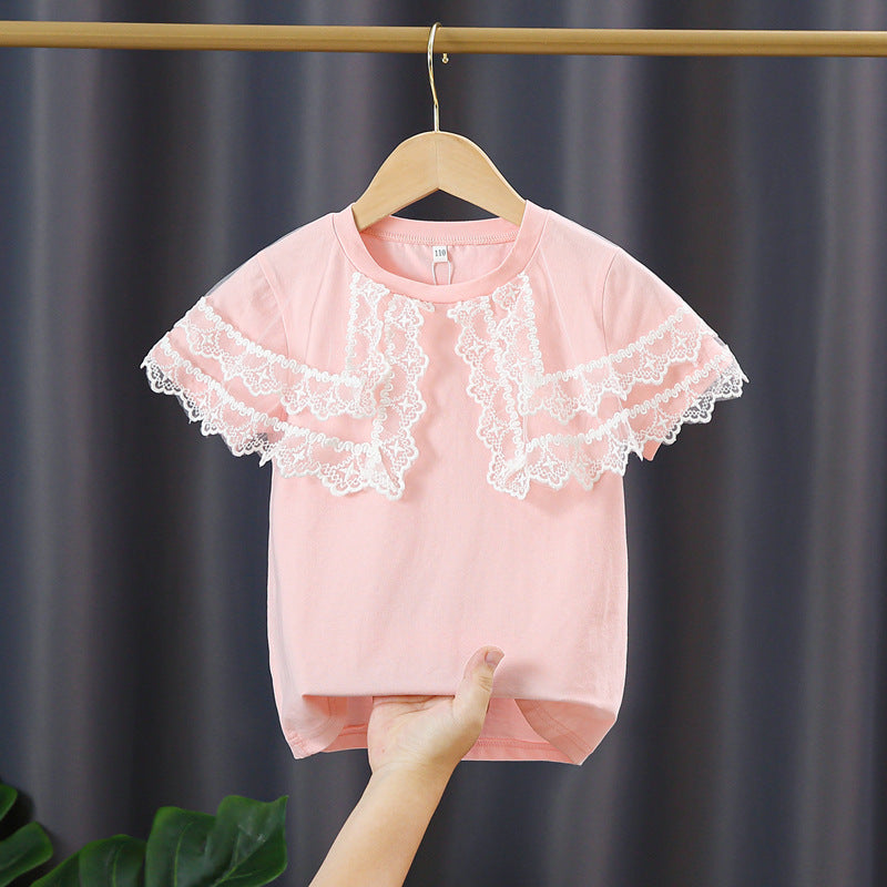 Mädchen T-Shirt mit Spitzenärmeln Echo Archiv