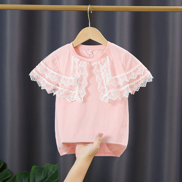 Mädchen T-Shirt mit Spitzenärmeln Echo Archiv