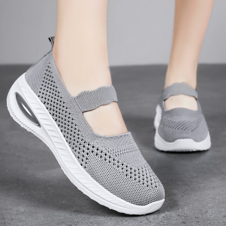 Damen nan atmungsaktiver Strick-Mary-Jane-Sneaker mit elastischem Riemen und sichtbarem Luftkissen-Plateau Echo Archiv