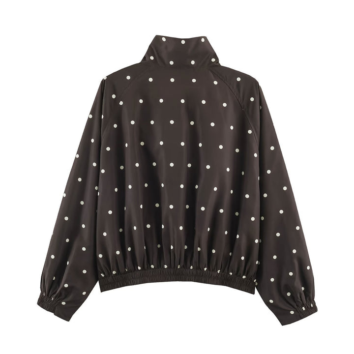 Damen Oversize-Windbreaker mit Tupfen-Print, hohem Stehkragen und elastischem Saum Echo Archiv