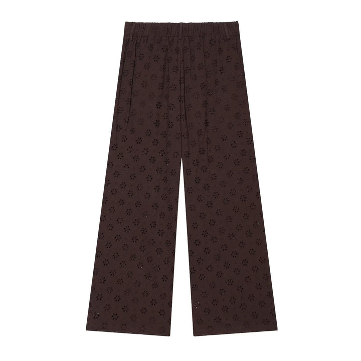 Damen weit geschnittene Hose mit floralem Lochmuster Echo Archiv