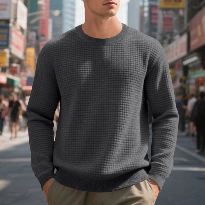 Herren nan strukturierter Strickpullover mit Waffelstruktur und Rundhalsausschnitt Echo Archiv