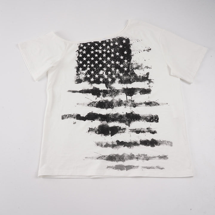 Damen lässiges T-Shirt mit kreativem Sternen-Flaggen-Design Echo Archiv