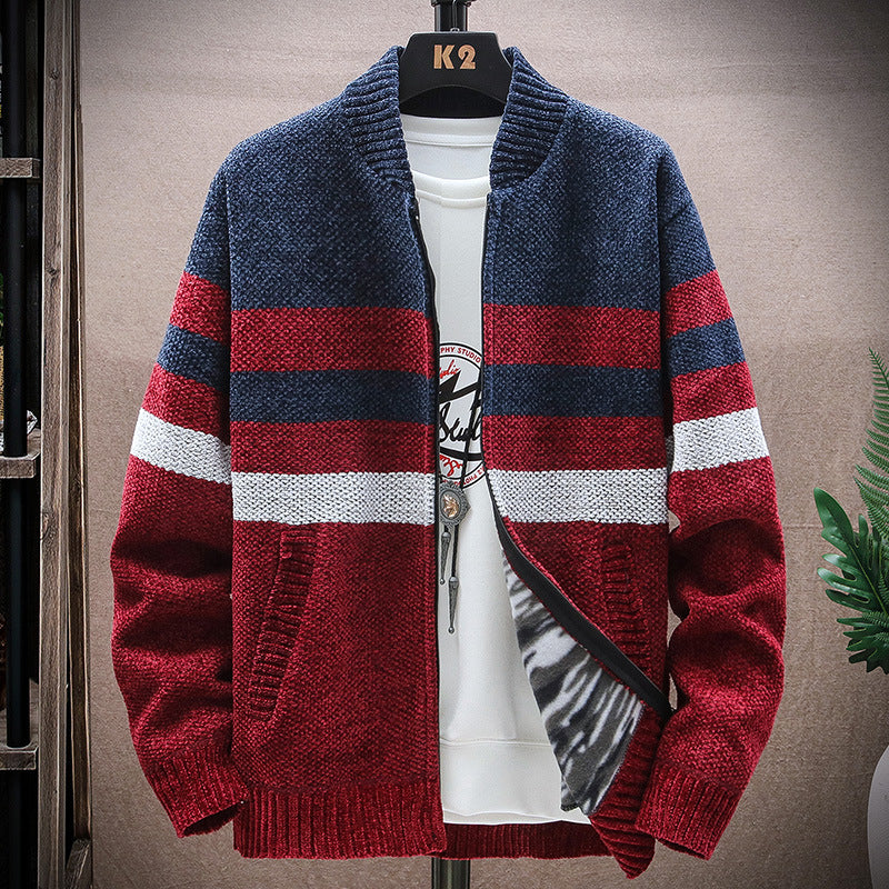 Herren lässige Strickjacke im modernen Streifenlook Echoarchiv