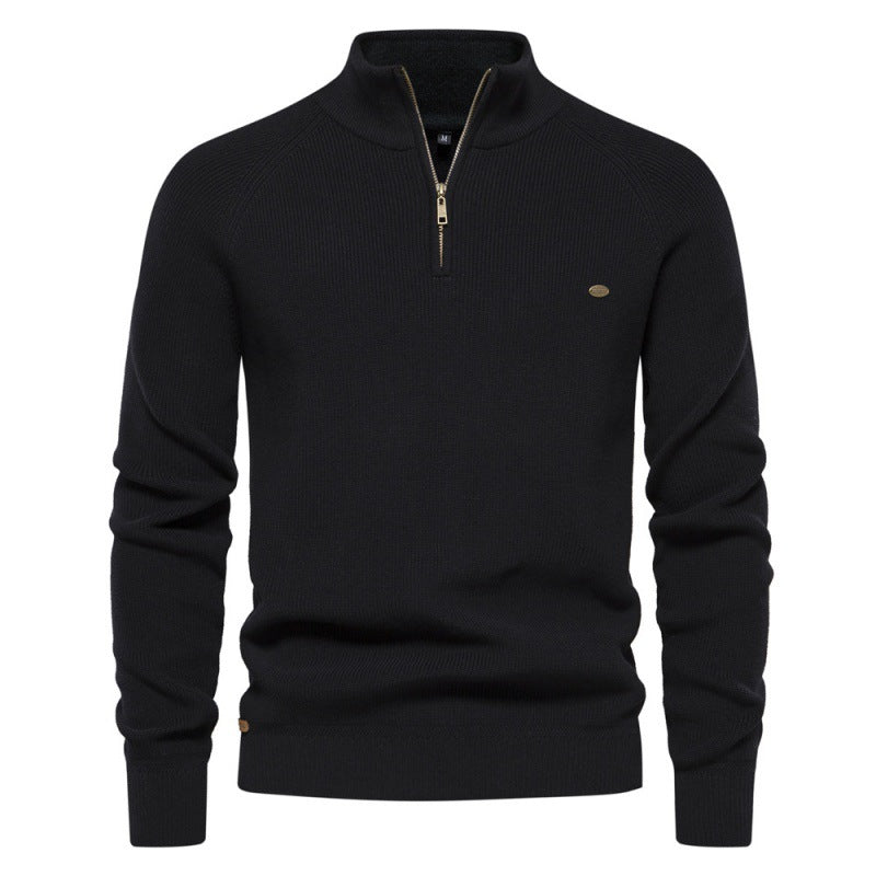 Herren Strickpullover mit halbem Reißverschluss und sportlichen Details Echoarchiv