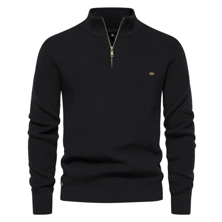 Herren Strickpullover mit halbem Reißverschluss und sportlichen Details Echoarchiv