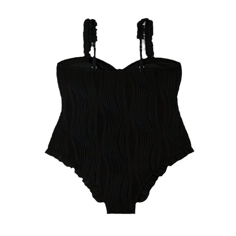 Damen Eleganter Hochgeschnittener Einteiler mit Rüschendetails Echo Archiv