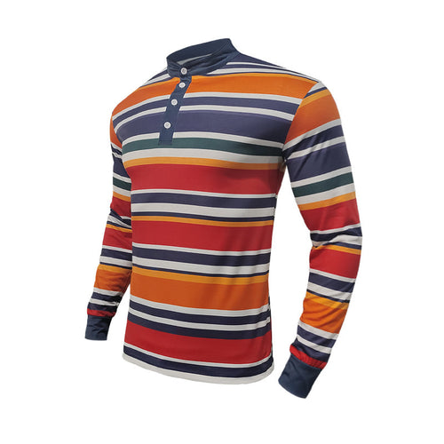 Herren gestreiftes Langarmshirt mit Knopfleiste Echoarchiv