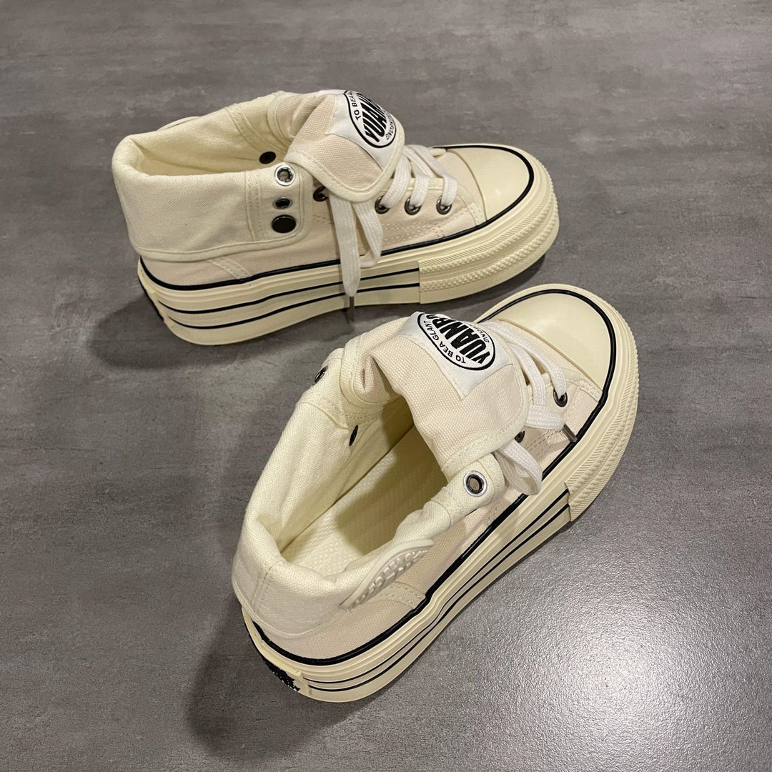 Damen Hochgeschnittene Canvas-Plateausneaker mit markanter Gummiplattform – Névara