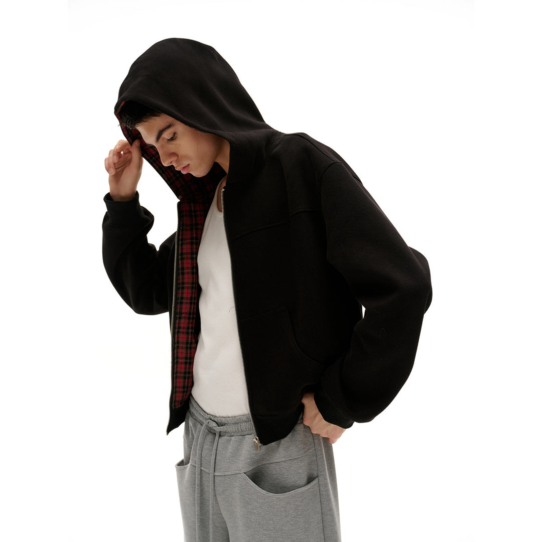 Unisex Kapuzenjacke mit Karofutter und durchgehendem Reißverschluss Echoarchiv