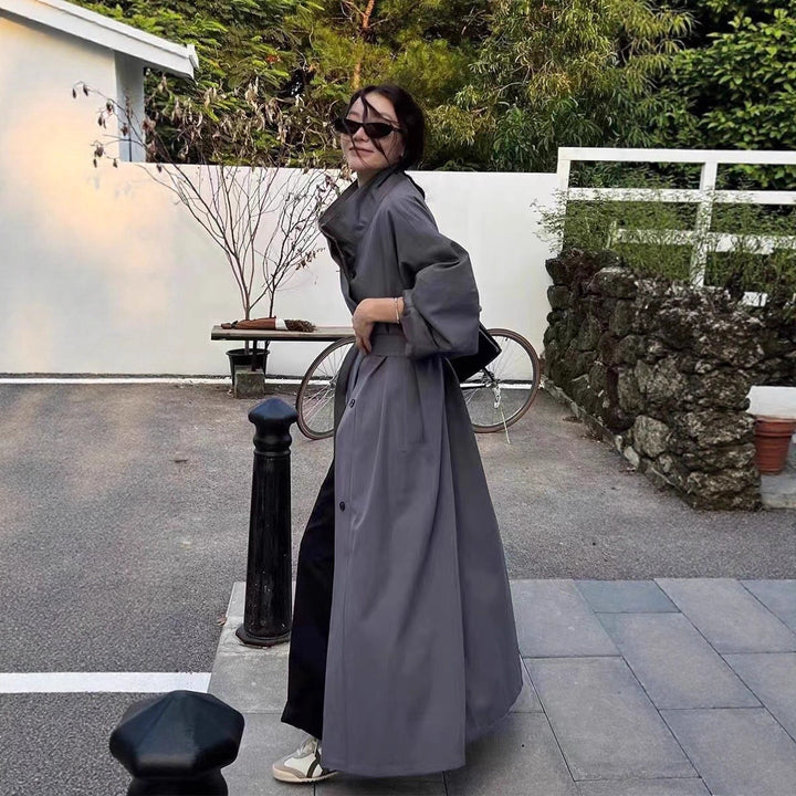 Damen Langer Mantel im Kimono-Stil mit Bindegürtel und weiter A-Linie Echoarchiv