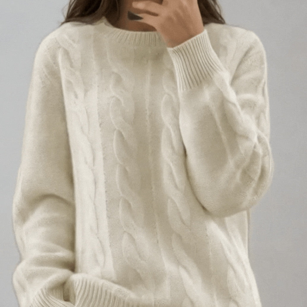 Damen Kuscheliger Zopfmuster-Feinstrickpullover mit legerer Passform – Mavelle