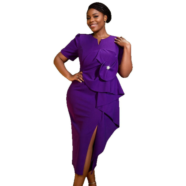 Damen Elegantes Maxikleid mit exquisiter Drapierung und floralen Akzenten Echo Archiv