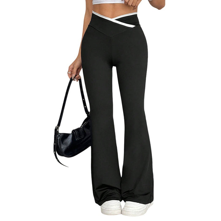 Damen figurbetonte High-Waist-Schlaghose mit V-Bund und formendem Stretchjersey – Avélisse