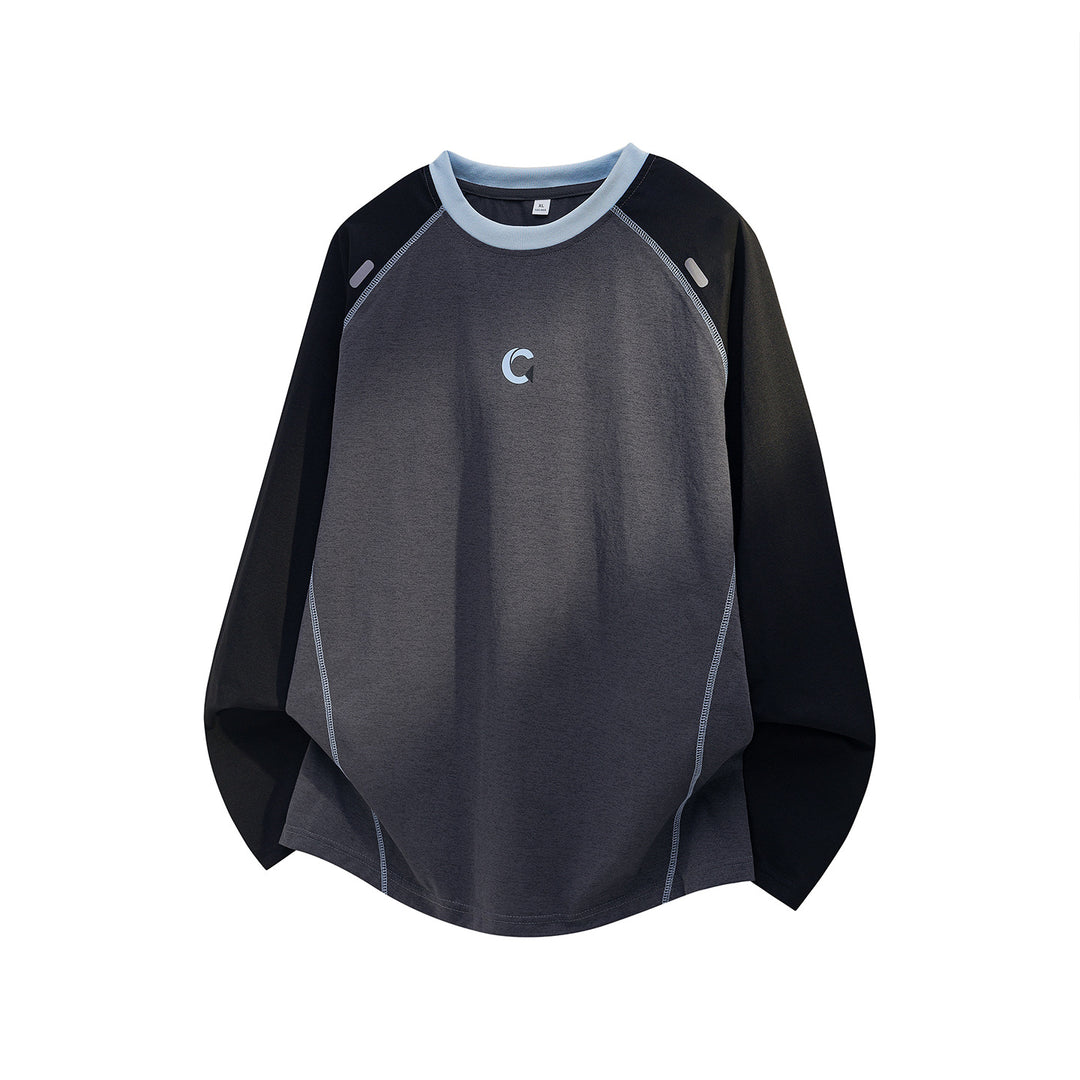 Unisex Oversize Raglan‑Sweatshirt mit kontrastierten Ärmeln, Rundhals und abgerundetem Saum Echo Archiv