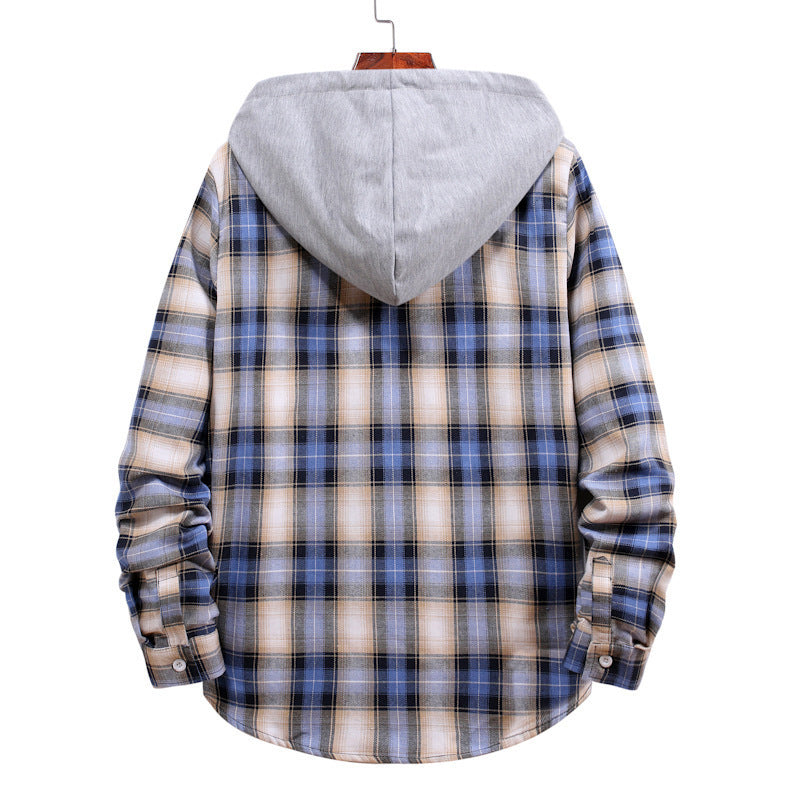 Herren Karohemdjacke mit Kapuze und großzügigen Taschen Echoarchiv
