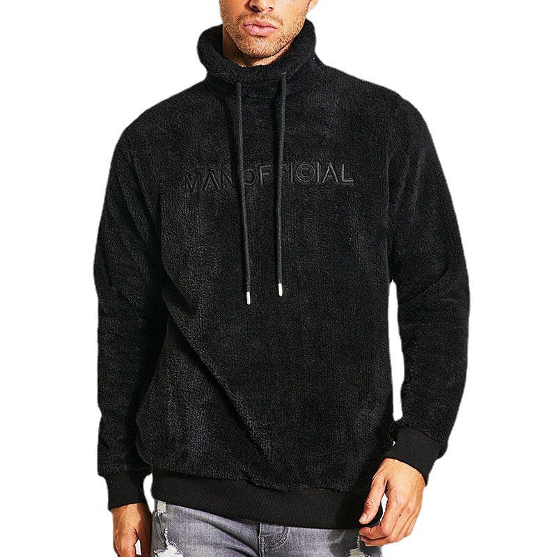 Herren gemütlicher Fleece-Pullover mit hohem Kragen und Kordelzug Echoarchiv