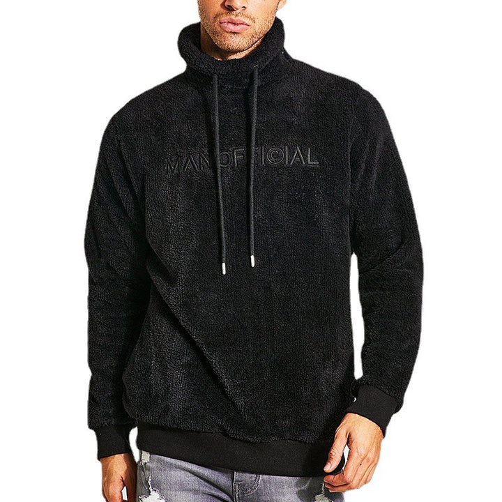 Herren gemütlicher Fleece-Pullover mit hohem Kragen und Kordelzug Echoarchiv