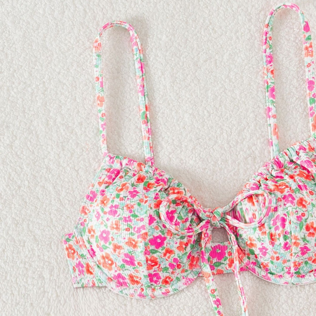 Damen Push-Up-Bikini mit floralem Design und raffinierter Schnürung Echo Archiv