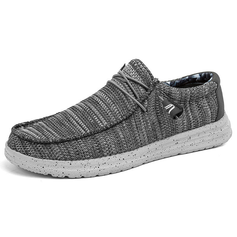 Herren Legerer Canvas-Mokassin-Slipper mit geflochtener Schnürung und gefleckter EVA-Sohle Echoarchiv