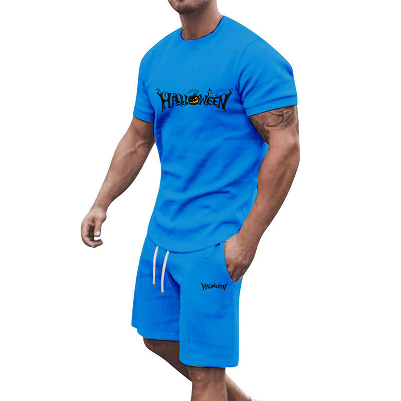 Herren lässiges Halloween-Set mit T-Shirt und Shorts Echoarchiv