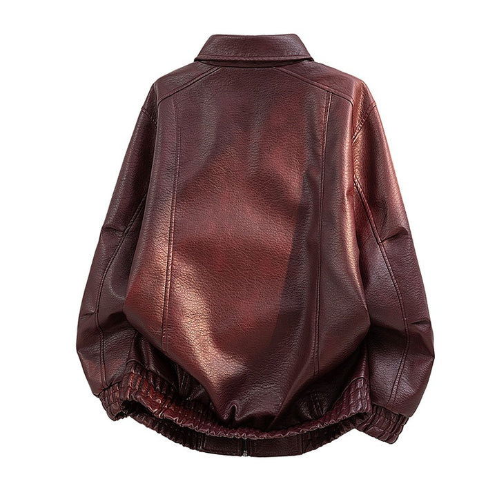 Herren Elegante Kunstlederjacke mit weitem Schnitt – Taviero