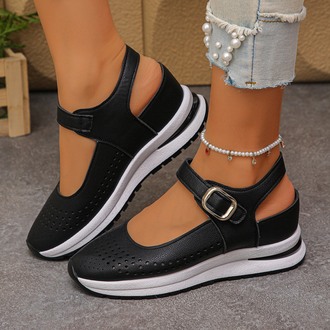 Damen Plateau-Sandalen mit geschlossener Zehenpartie und verstellbarem Klettverschluss – Sorelia
