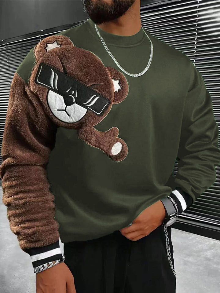 Herren Sweatshirt mit plüschiger Bärenapplikation Echoarchiv